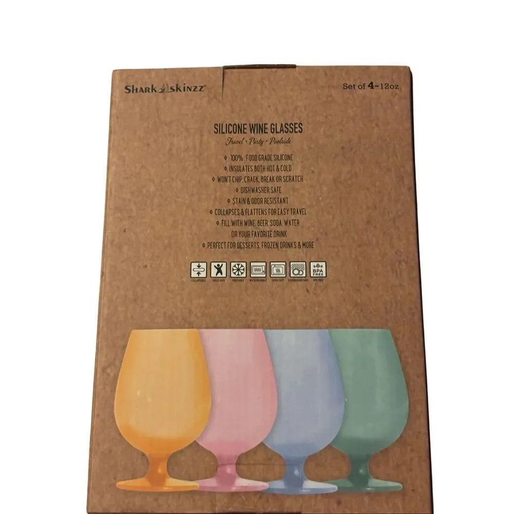 Shark Skinzz Silicone Wine Glasses Set of 4 – 12oz Each